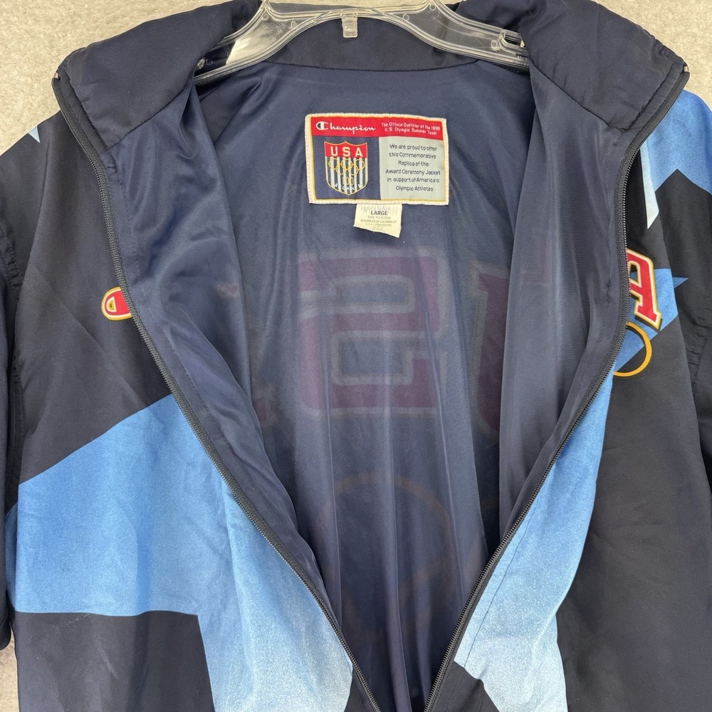 VTG Champion 1996 USA Official Olympic Team Windbreaker Jacket Large Blue - Picture 9 of 15